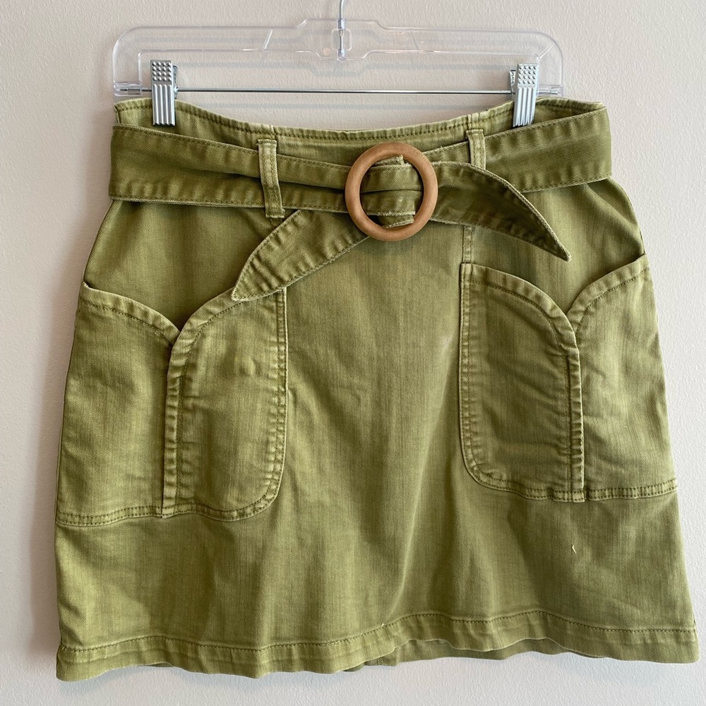 Anthropologie Pilcro Olive Green Belted Skirt